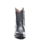 Front view of The Trinity ankle boots in black leather on a white background