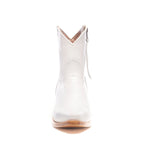 Front view of The Trinity ankle boots in white leather on a white background