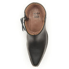 Top-down view into a black Trinity boot showing the tan lining stamped Made With Soul