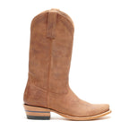 The Shoal Creek single boot in tan leather with visible shaft pull tabs