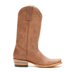 The Shoal Creek single boot in tan leather, side profile studio shot