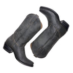 Overhead angled view of The Shoal Creek pair in weathered black leather