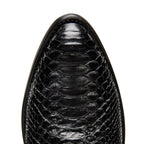 Macro shot of the black python scale texture across The 6th Street toe.