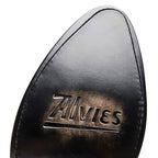Sole close-up of The 6th Street black boot with Alvies logo embossed in leather.