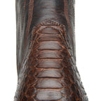 Front vamp close-up of The 6th Street showing dense brown python scales.