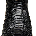 Front vamp close-up of The 6th Street showing dense black python scales.